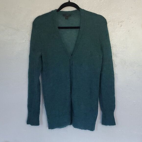 J. Crew Kid Mohair Button Down Sweater Cardigan in Emerald Size XS - Picture 2 of 9